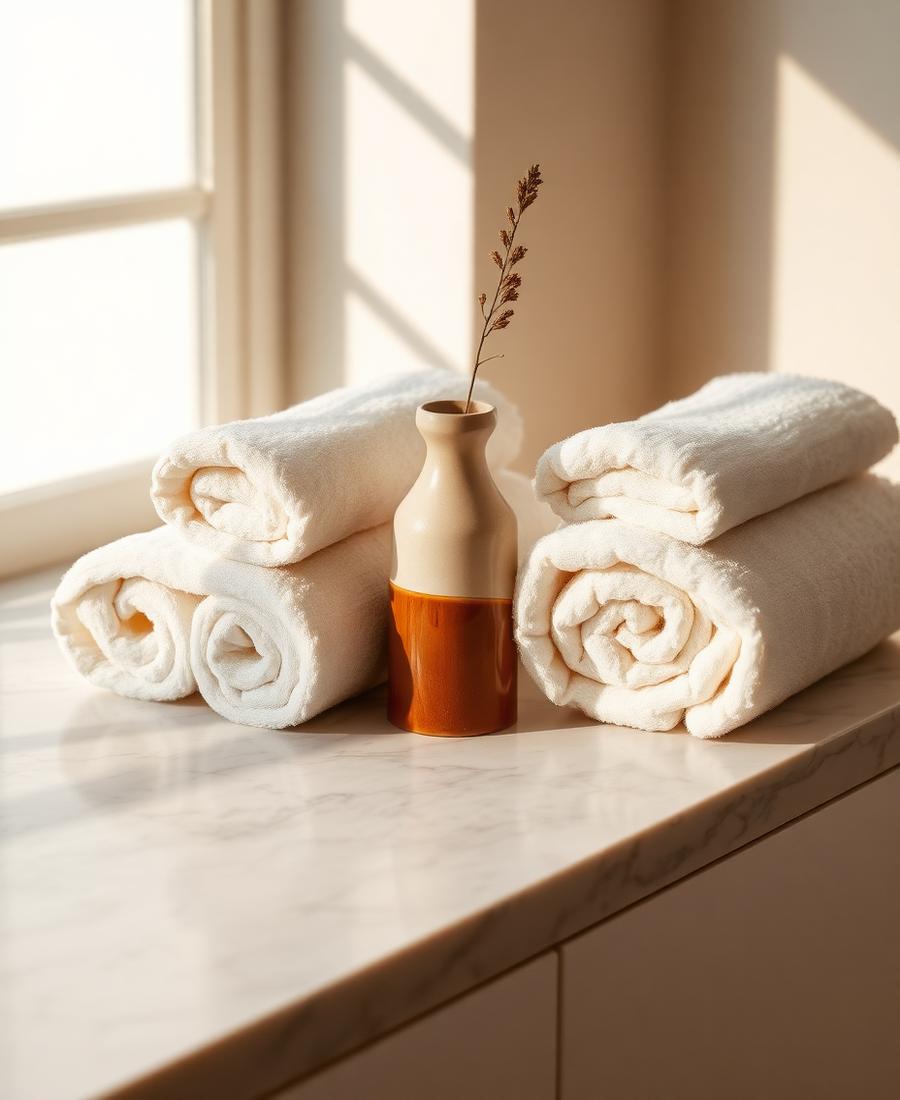 Skincare products arranged on marble